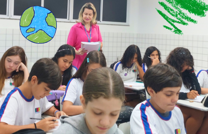 Alunos do Ensino Fundamental II do Colégio Fernandes Vidal em atividade